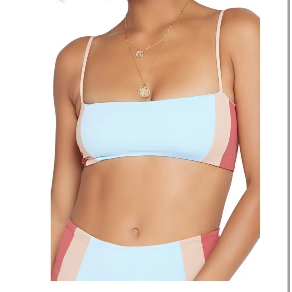 L*space Rebel Bandeau bikinin top XS Colorblock Reversible NWT